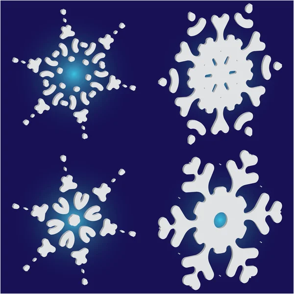 Mavi arkaplanda düşen izole kar taneleri kümesi. 