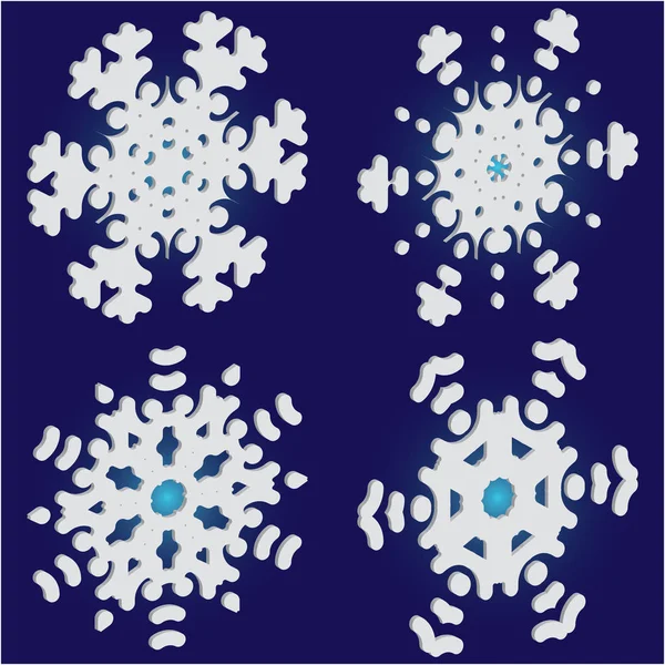 Набор рождественской бумаги снежинки на голубом фоне . — стоковый вектор