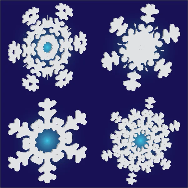 Mavi arkaplanda sevimli kar taneleri koleksiyonu. 