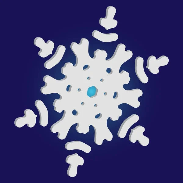 Μεμονωμένη σιλουέτα νιφάδας χιονιού σε μπλε φόντο. — Διανυσματικό Αρχείο