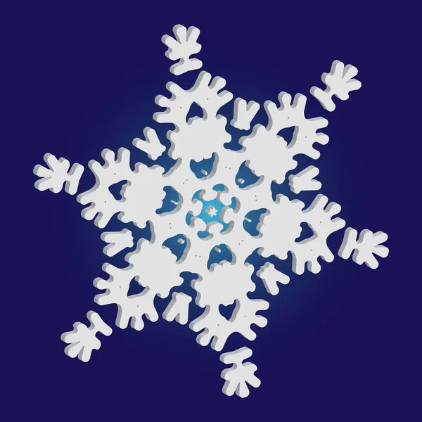 Flocon de neige isolé tombant sur fond bleu . — Image vectorielle