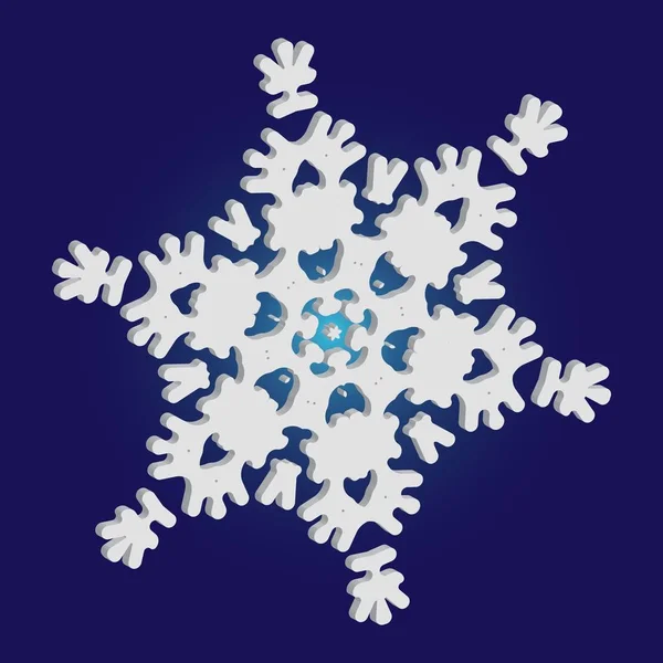 Copo de nieve aislado cayendo sobre fondo azul . — Vector de stock