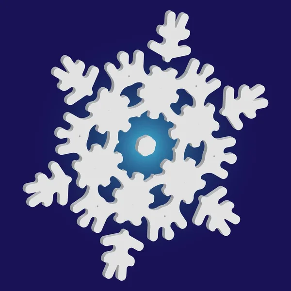 Μεμονωμένη σιλουέτα νιφάδας χιονιού σε μπλε φόντο. — Διανυσματικό Αρχείο