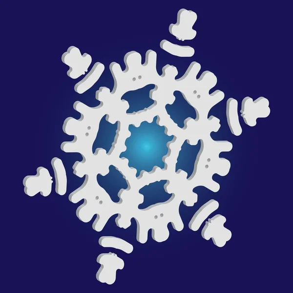 Geïsoleerde vallende sneeuwvlok op blauwe achtergrond. — Stockvector