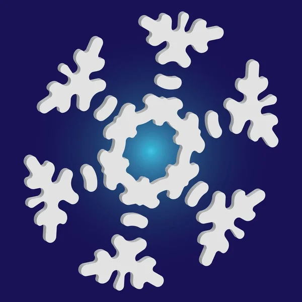 Papier coupé flocons de neige isolés sur fond bleu . — Image vectorielle