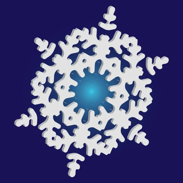 Silhouette isolata di fiocco di neve su sfondo blu . — Vettoriale Stock