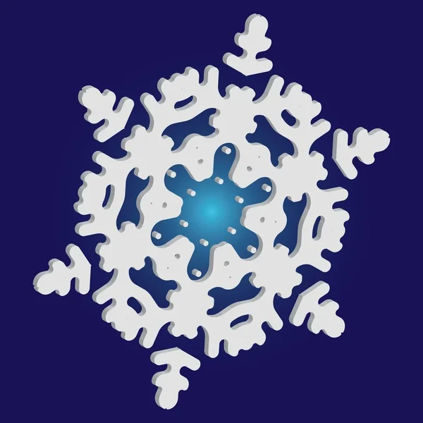 Silhueta isolada de floco de neve sobre fundo azul . — Vetor de Stock
