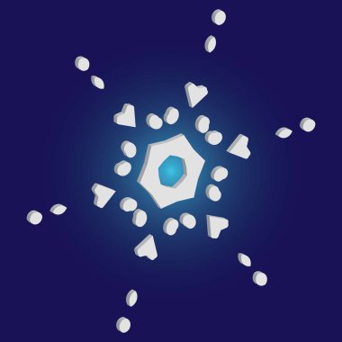 Mavi arka planda Noel kâğıdı kar tanesi.