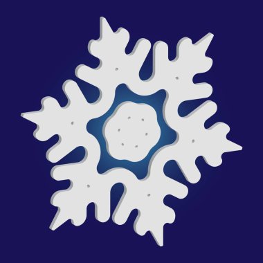 Mavi arkaplanda basit bir Noel kar tanesi.