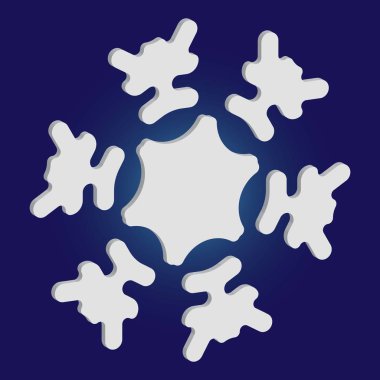 Mavi arka planda gölgesi olan sevimli bir kar tanesi..