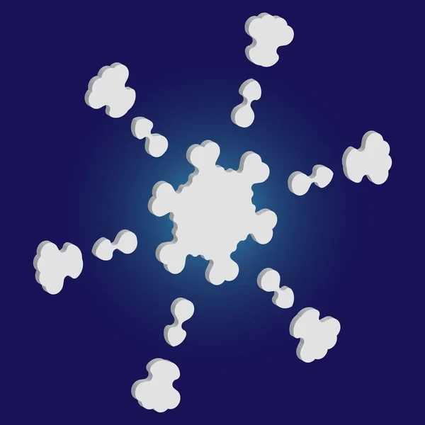 Simple christmas snowflake on blue background. — Stock Vector
