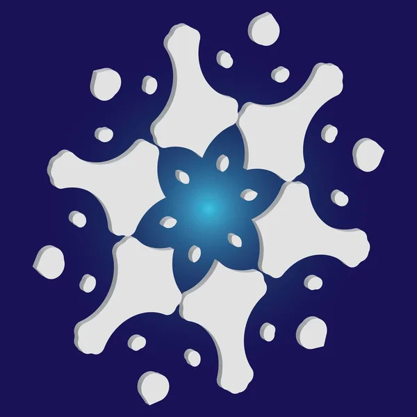 Eenvoudige, mooie sneeuwvlok op blauwe achtergrond. — Stockvector