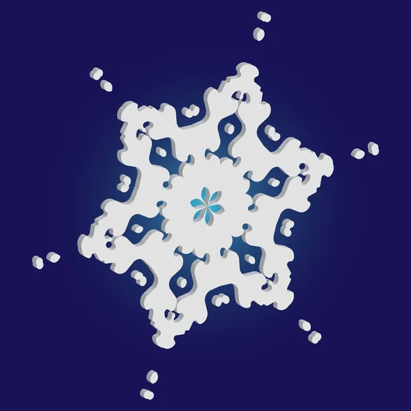 Papier de Noël flocons de neige sur fond bleu . — Image vectorielle
