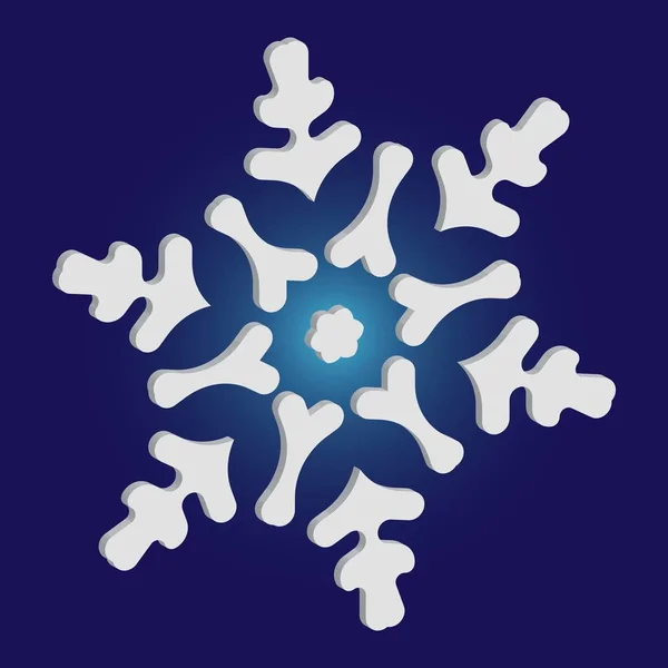 Découpe de Noël 3d flocon de neige sur fond bleu . — Image vectorielle
