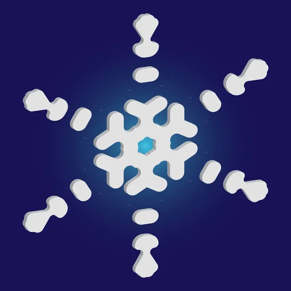 Flocon de neige isolé tombant sur fond bleu . — Image vectorielle