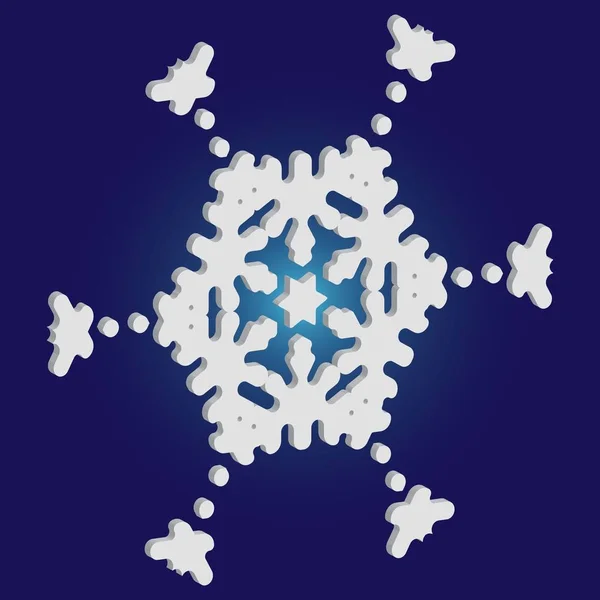 Изолированная падающая снежинка на синем фоне . — стоковый вектор