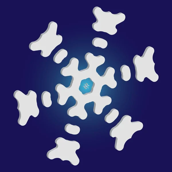 Silhouette isolata di fiocco di neve su sfondo blu . — Vettoriale Stock