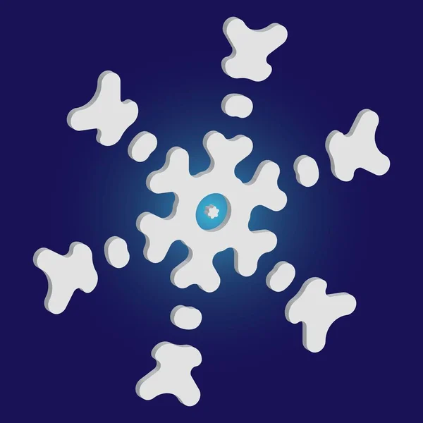 青い背景にシンプルなクリスマスの雪の結晶. — ストックベクタ