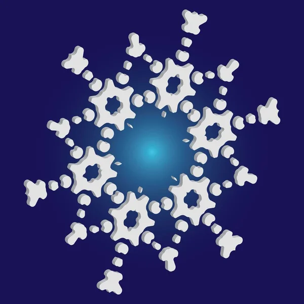 Copo de nieve de papel de Navidad sobre fondo azul . — Vector de stock