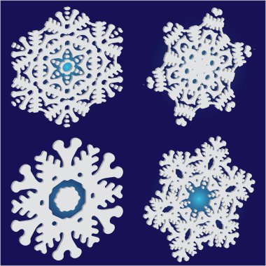 Mavi arka planda 3 boyutlu Noel kar taneleri.. 