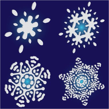 Mavi arka planda basit, güzel kar taneleri.. 