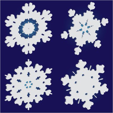 Mavi arkaplanda sevimli kar taneleri koleksiyonu. 