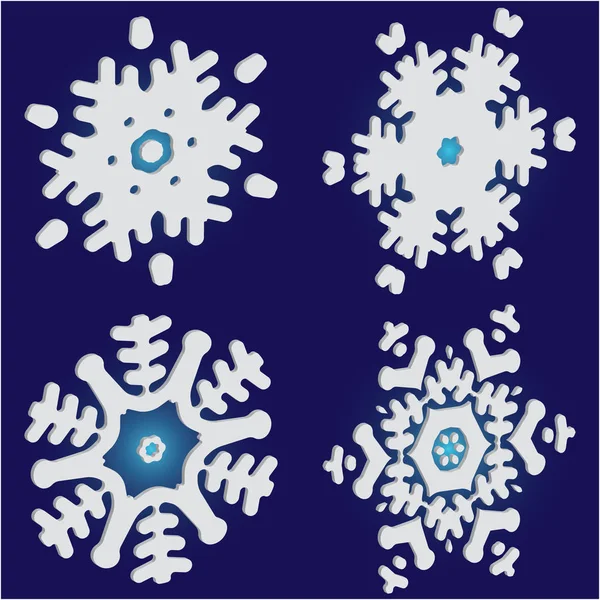 Mavi arkaplanda basit kar taneleri koleksiyonu. 