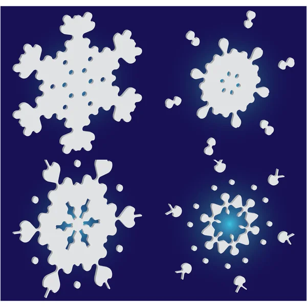 Набір простих, красивих сніжинок на синьому фоні . — стоковий вектор