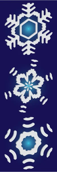 Συλλογή από χαριτωμένες νιφάδες χιονιού σε μπλε φόντο. — Διανυσματικό Αρχείο