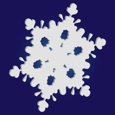 Mavi arkaplanda gölgesi olan basit bir kar tanesi.