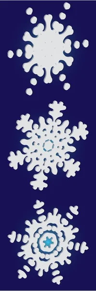 Συλλογή από απλές νιφάδες χιονιού σε μπλε φόντο. — Διανυσματικό Αρχείο