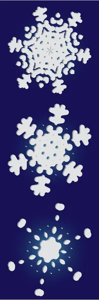 Collection de flocons de neige isolés coupés sur fond bleu . — Image vectorielle
