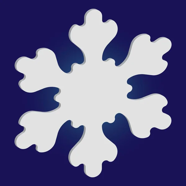 Isolierte Silhouette der Schneeflocke auf blauem Hintergrund. — Stockvektor