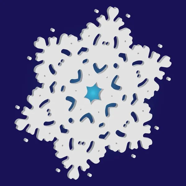 Copo de nieve de Navidad simple sobre fondo azul . — Vector de stock