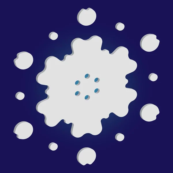 Floco de neve em queda isolado no fundo azul . — Vetor de Stock
