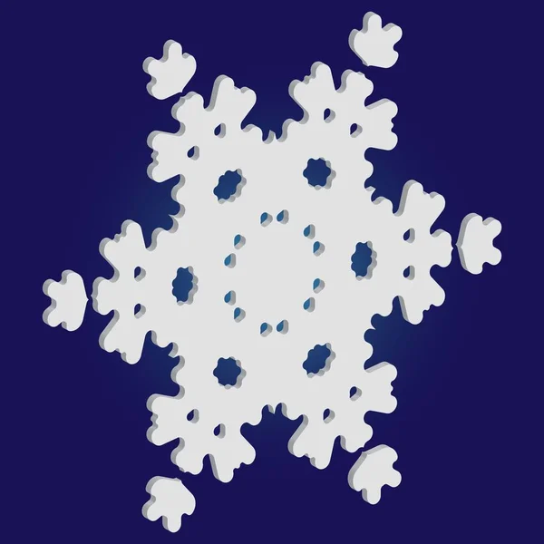 Eenvoudige kerst sneeuwvlok op blauwe achtergrond. — Stockvector