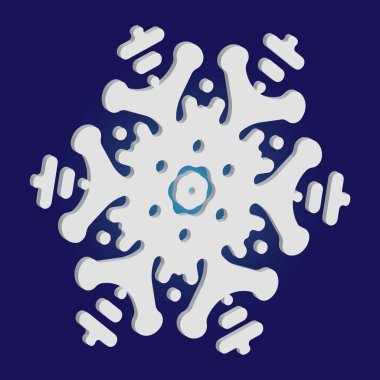 Mavi arka planda Noel kâğıdı kar tanesi.