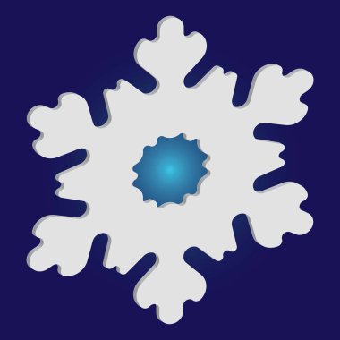 Mavi arka planda gölgesi olan sevimli bir kar tanesi..