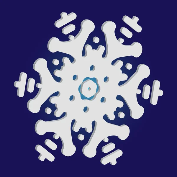 Copo de nieve de papel de Navidad sobre fondo azul . — Vector de stock