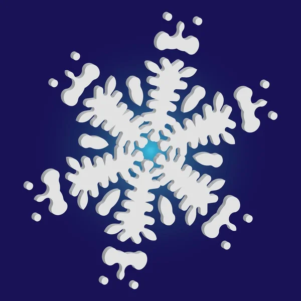 Eenvoudige kerst sneeuwvlok op blauwe achtergrond. — Stockvector