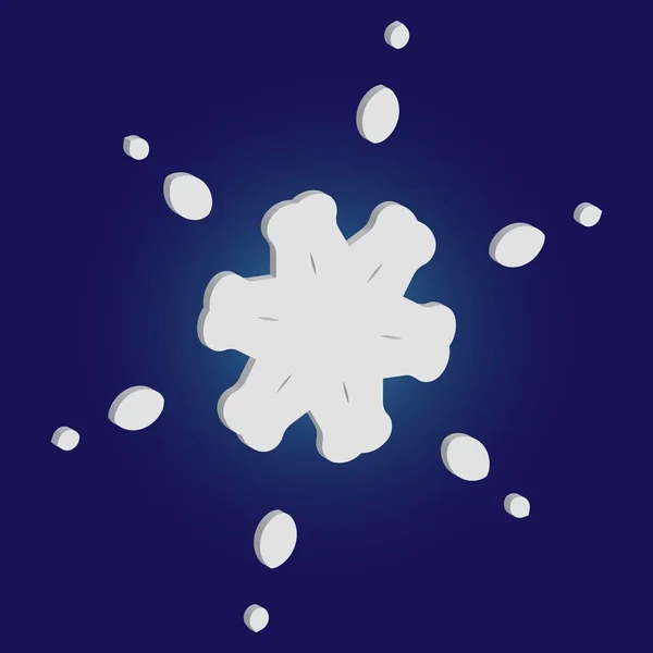 Isoliert fallende Schneeflocke auf blauem Hintergrund. — Stockvektor