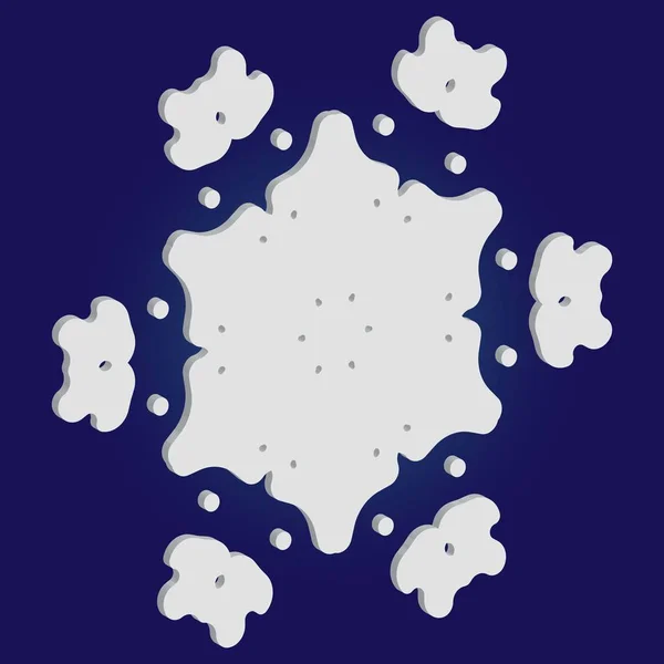 Isolated silhouette of snowflake on blue background. — Stock Vector