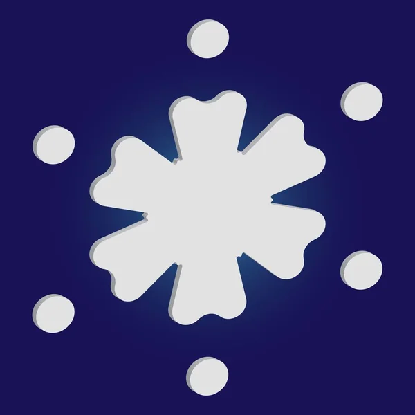 Floco de neve simples com sombra no fundo azul . — Vetor de Stock