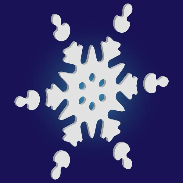 クリスマスカット｜3D雪片上の青の背景. — ストックベクタ
