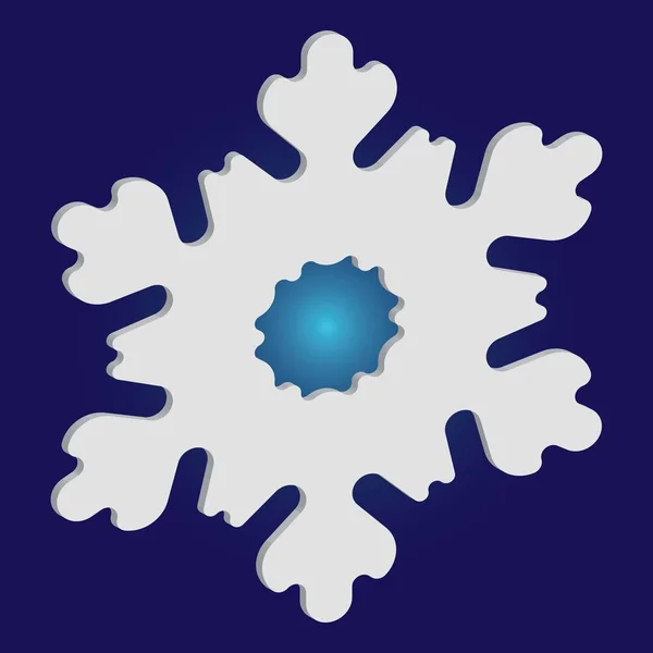 Χαριτωμένη νιφάδα χιονιού με σκιά σε μπλε φόντο. — Διανυσματικό Αρχείο