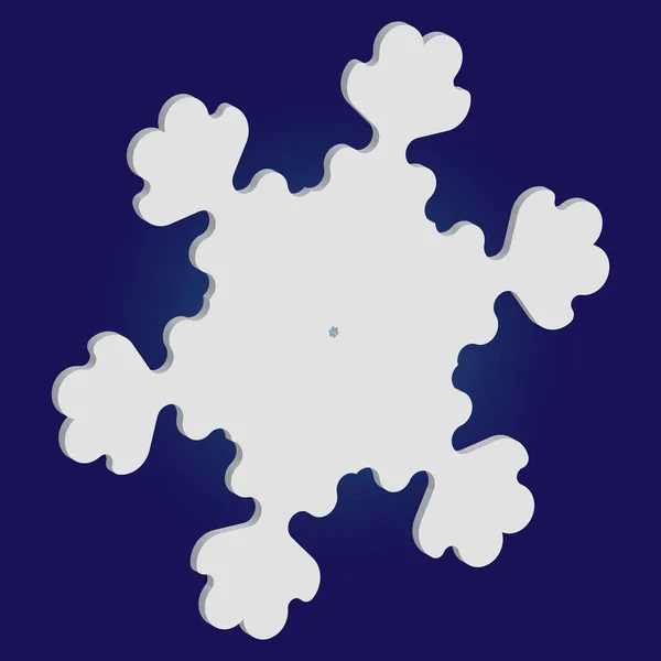 Silueta aislada de copo de nieve sobre fondo azul . — Vector de stock