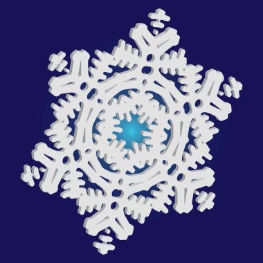 Mavi arkaplanda gölgesi olan basit bir kar tanesi.