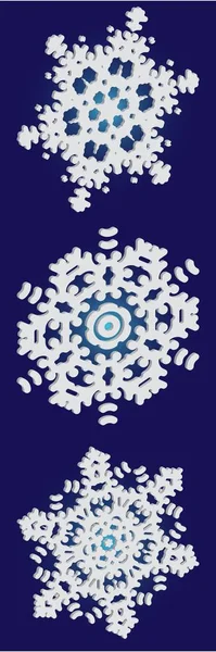 Coleção de flocos de neve bonitos no fundo azul . — Vetor de Stock