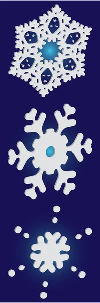 Kit di sagome isolate di fiocchi di neve su sfondo blu . — Vettoriale Stock