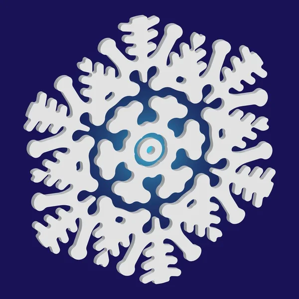 Copo de nieve de papel de Navidad sobre fondo azul . — Vector de stock